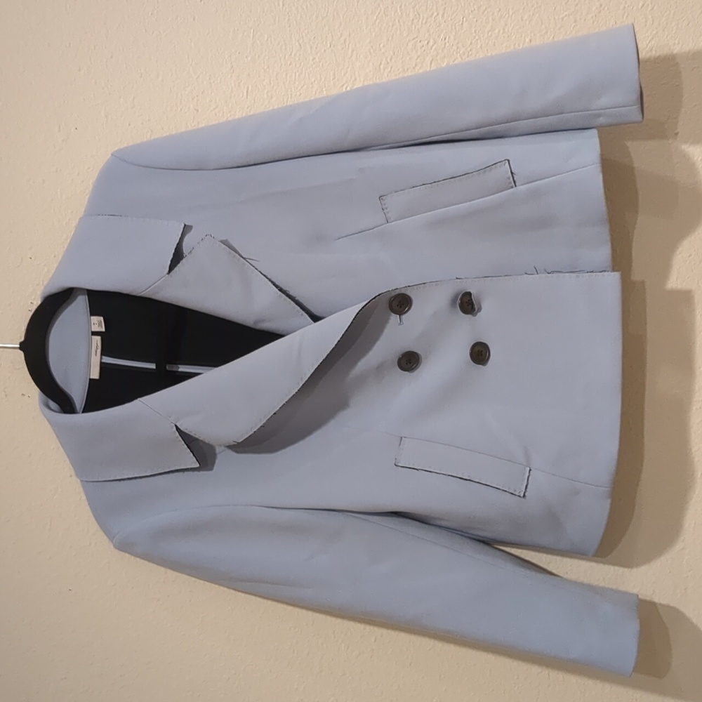 Halogen Baby Blue Distressed Style Blazer Size Medium Petite